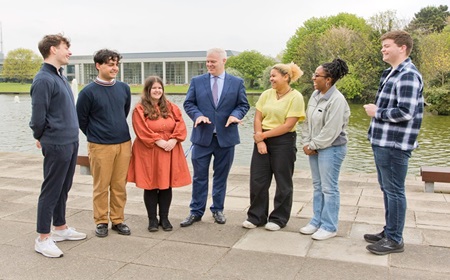 Group of students by the UCD lake